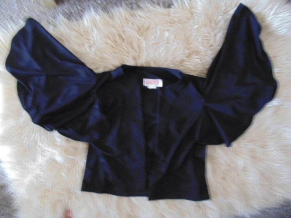Vtg 50s Womens Black Bat Wing Capelet Bolero Jacket Festival Goth Gypsy Boho